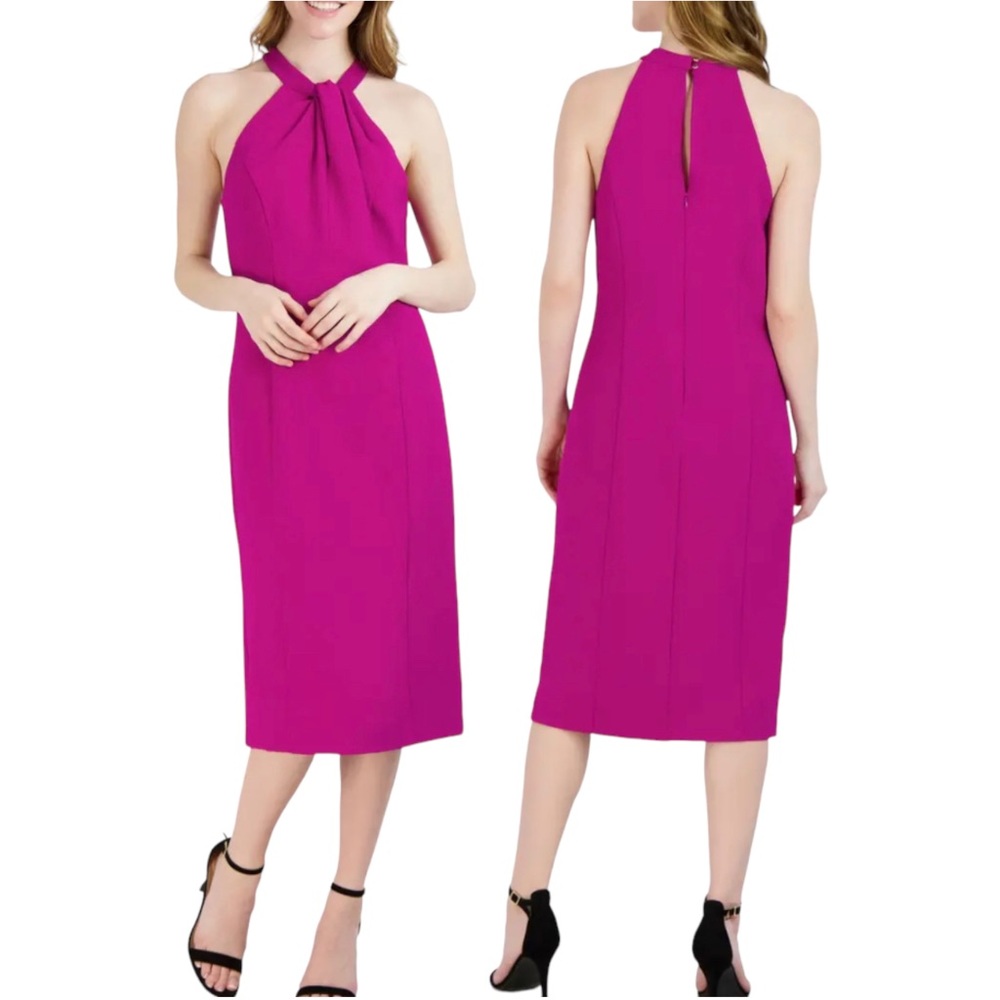JULIA JORDAN ☆ Twist Neck Sheath Dress ☆ Dark Fuchsia ☆ Size 10 ☆ NEW WITH TAGS